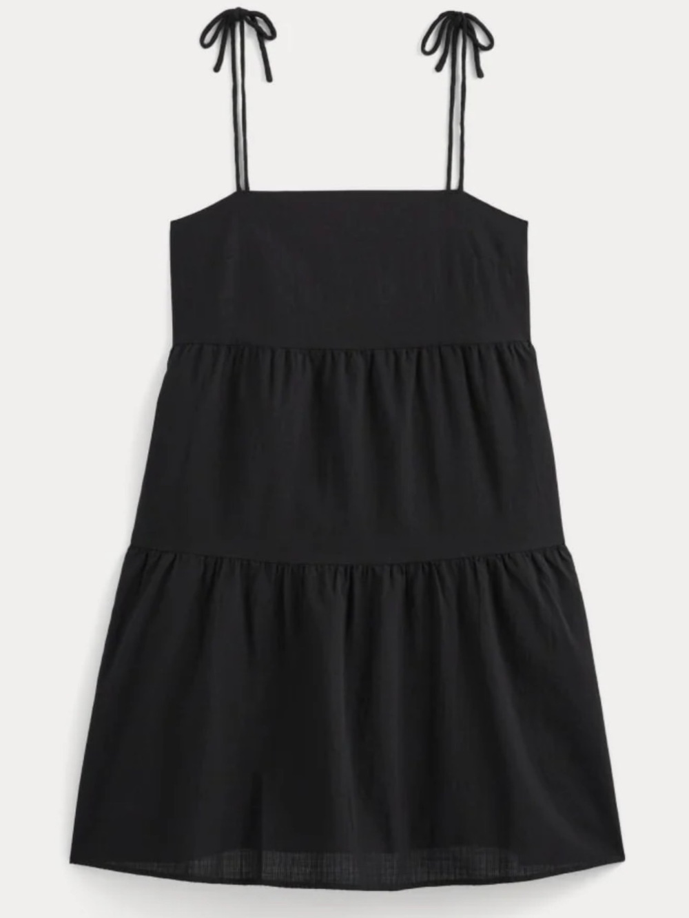 Everlane The Gauze Organic Cotton Mini Tiered Dress Black Size M